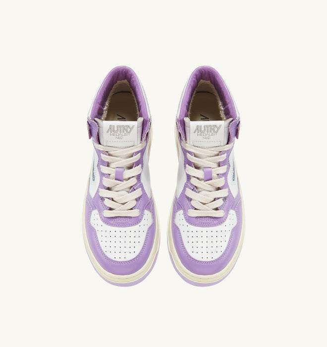 Autry Sneaker Mid Woman Bicolor in Weiß Lavendel